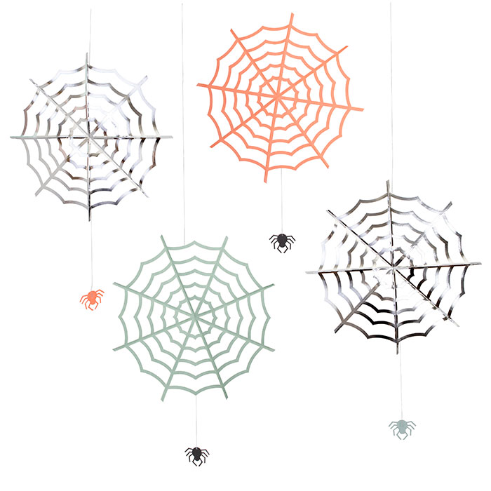 Hangdecoratie spinnenwebben Pastel Halloween (4st) Meri Meri