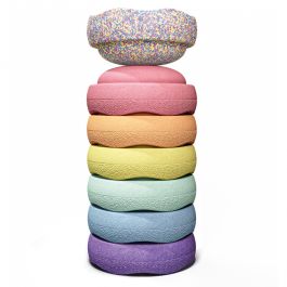 Stapelstein stapelstenen Pastel Rainbow + confetti steen