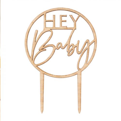 Taarttopper Hey Baby hout Botanical Baby Ginger Ray