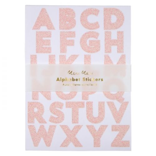 Roze glitter stickers alfabet (240st) Meri Meri