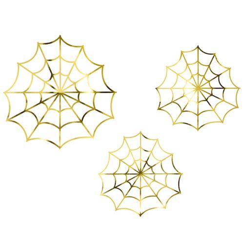 Decoratie papieren spinnenweb goud (3st)