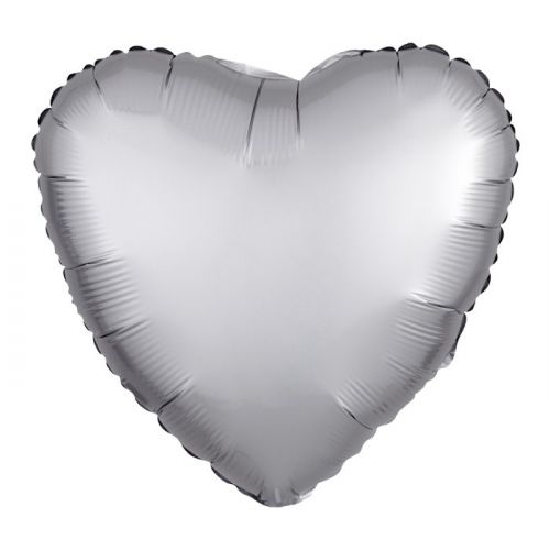 Folieballon Satin Luxe hart zilver (43cm)