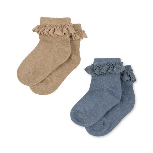 Konges Slojd sokken Lurex sand/blue (2st)
