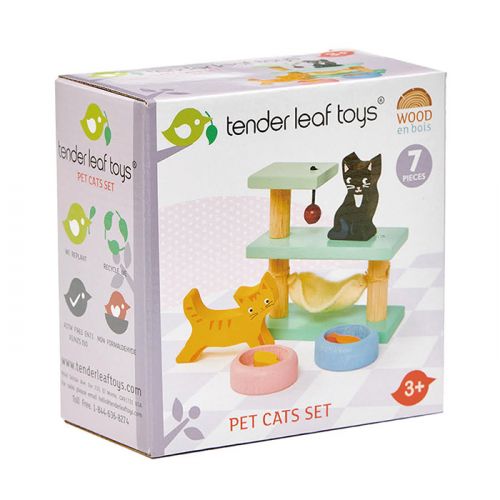 Houten poppenhuis huisdier kat Tender Leaf Toys