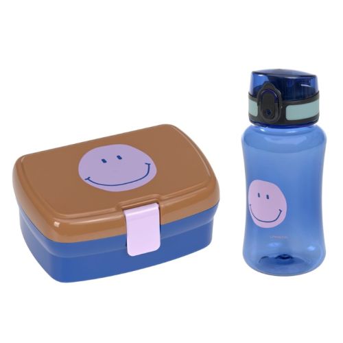 Lassig lunchbox en drinkbeker Little Gang Smiley caramel