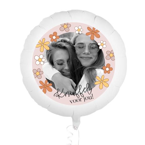 Folieballon met foto knuffel bloemetjes