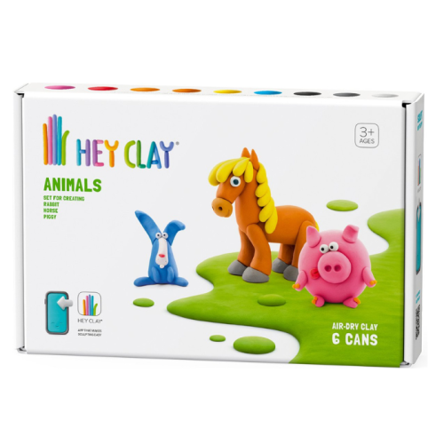 Hey Clay boetseerklei animals Piggy, Horse, Rabbit (6st)