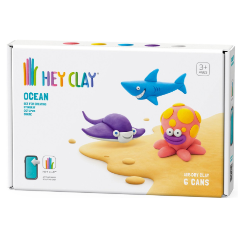 Hey Clay boetseerklei Ocean Shark, Octopus, Stingray (6st)