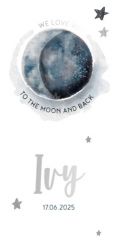 Folie geboortekaart to the moon and back panorama staand