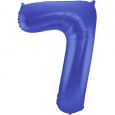 Folieballon Metallic Mat cijfer 7 blauw 86cm