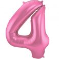 Folieballon cijfer 4 Metallic Mat roze 86cm
