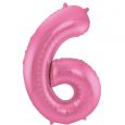 Folieballon cijfer 6 Metallic Mat roze 86cm