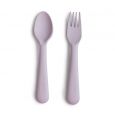 Mushie & Co bestek vork en lepel Soft Lilac