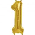 Folieballon cijfer 1 goud 90cm