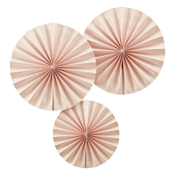 Pastel Perfection Paper Fans Lichtroze (3st) Ginger Ray