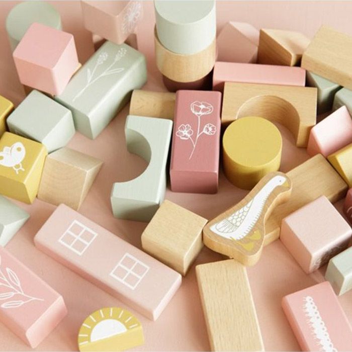 Houten bouwblokken roze Little Dutch