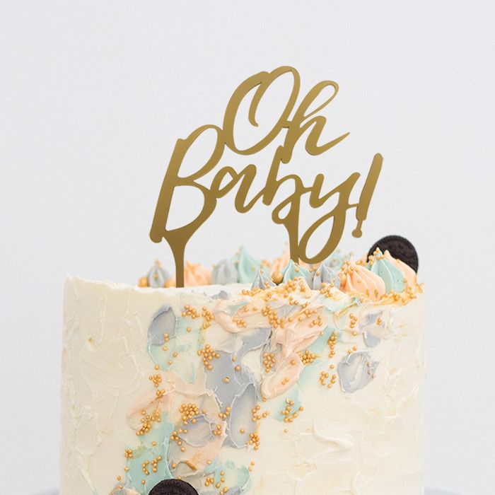 Acryl taarttopper Oh baby babyshower