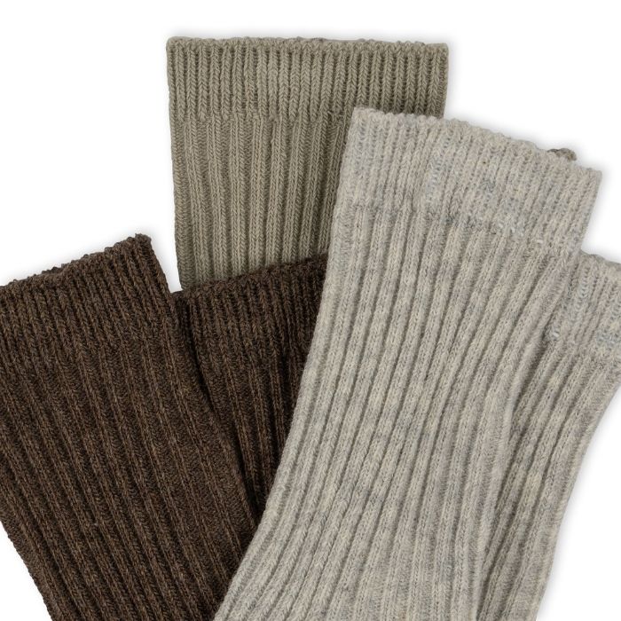 Konges Slojd rib sokken grey/ment/brown (3st)