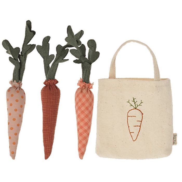 Maileg miniatuur wortels in boodschappentas