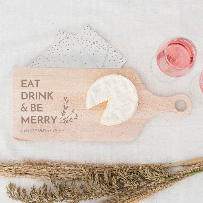 Houten serverplank kerst Eat Drink & Be Merry