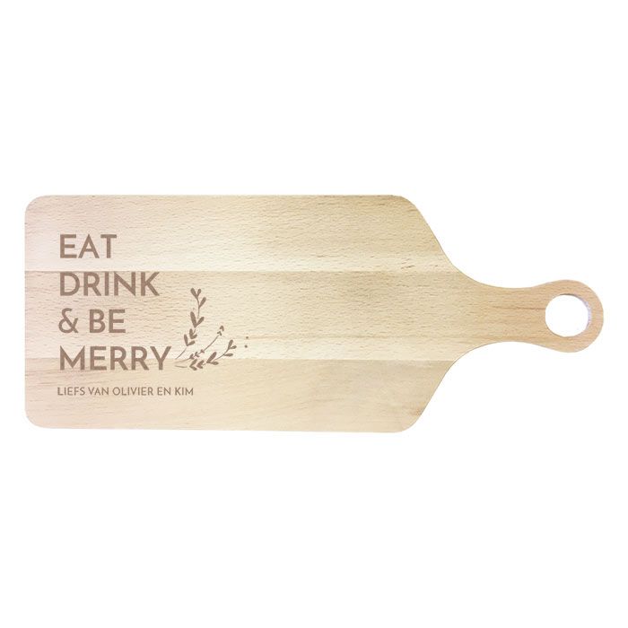 Houten serverplank kerst Eat Drink & Be Merry