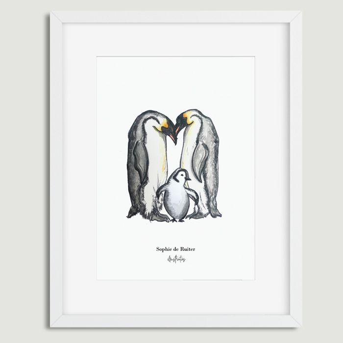 Aquarel illustratie pinguins door Sophie de Ruiter
