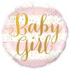 Folieballon Baby Girl roze strepen
