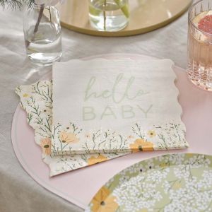 Servetten Hello Baby Floral Baby Ginger Ray