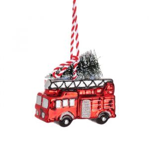 Kersthanger brandweerwagen met kerstboom