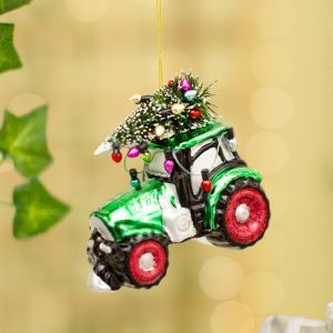 Kersthanger tractor met kerstboom