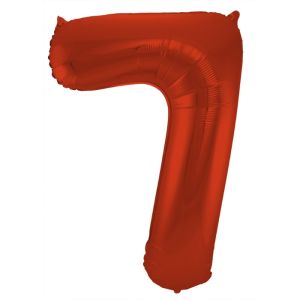 Folieballon Metallic Mat cijfer 7 rood 86cm