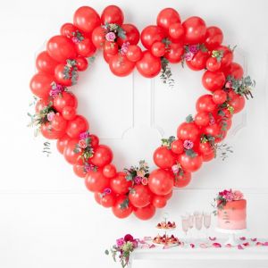 Ballonnenboog met frame hart rood (160cm)
