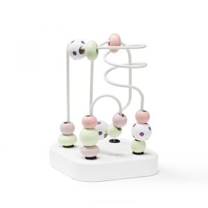 Houten spelbaan met kralen mini Edvin wit Kids Concept