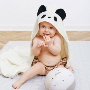 Liewood Baby badcape Albert Panda creme