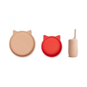 Siliconen serviesset Nathan Cat apple red multi mix Liewood