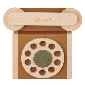 Liewood houten speelgoedtelefoon Selma classic caramel mix