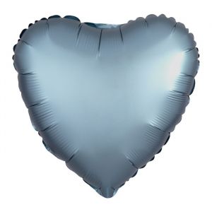 Folieballon Satin Luxe hart steel blue (43cm) 