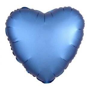 Folieballon Satin Luxe hart blauw (43cm)