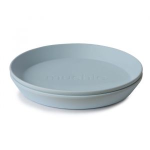 Mushie borden rond powder blue (2st)