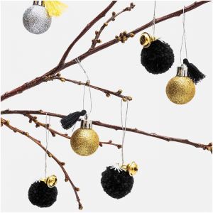 Kerstballen pompons goud & zilver mix (6st)