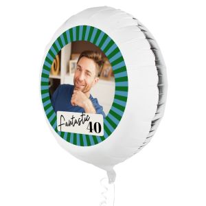 Folieballon met foto verjaardag stripe green
