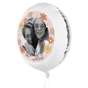 Folieballon met foto knuffel bloemetjes