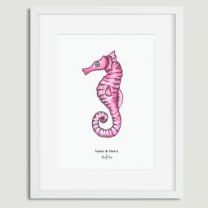 Aquarel illustratie zeepaardje door Sophie de Ruiter