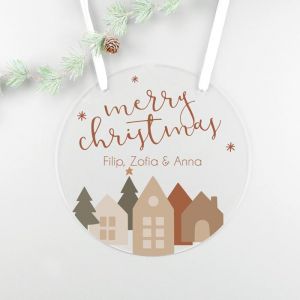 Grote deurhanger kerst huisjes met namen