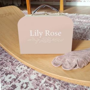 Houten koffertje met print lily rose