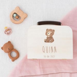 Houten koffertje met print cute bear